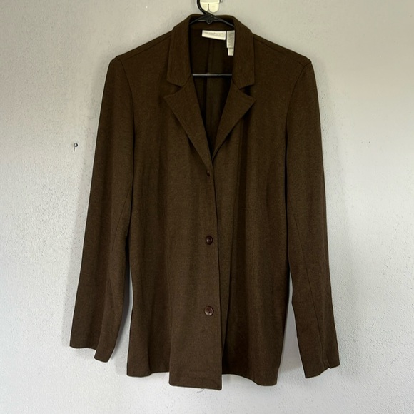 Women’s Liz Claiborne Dark Brown Blazer Jacket Size Petite L, Pre-owned - Picture 1 of 8